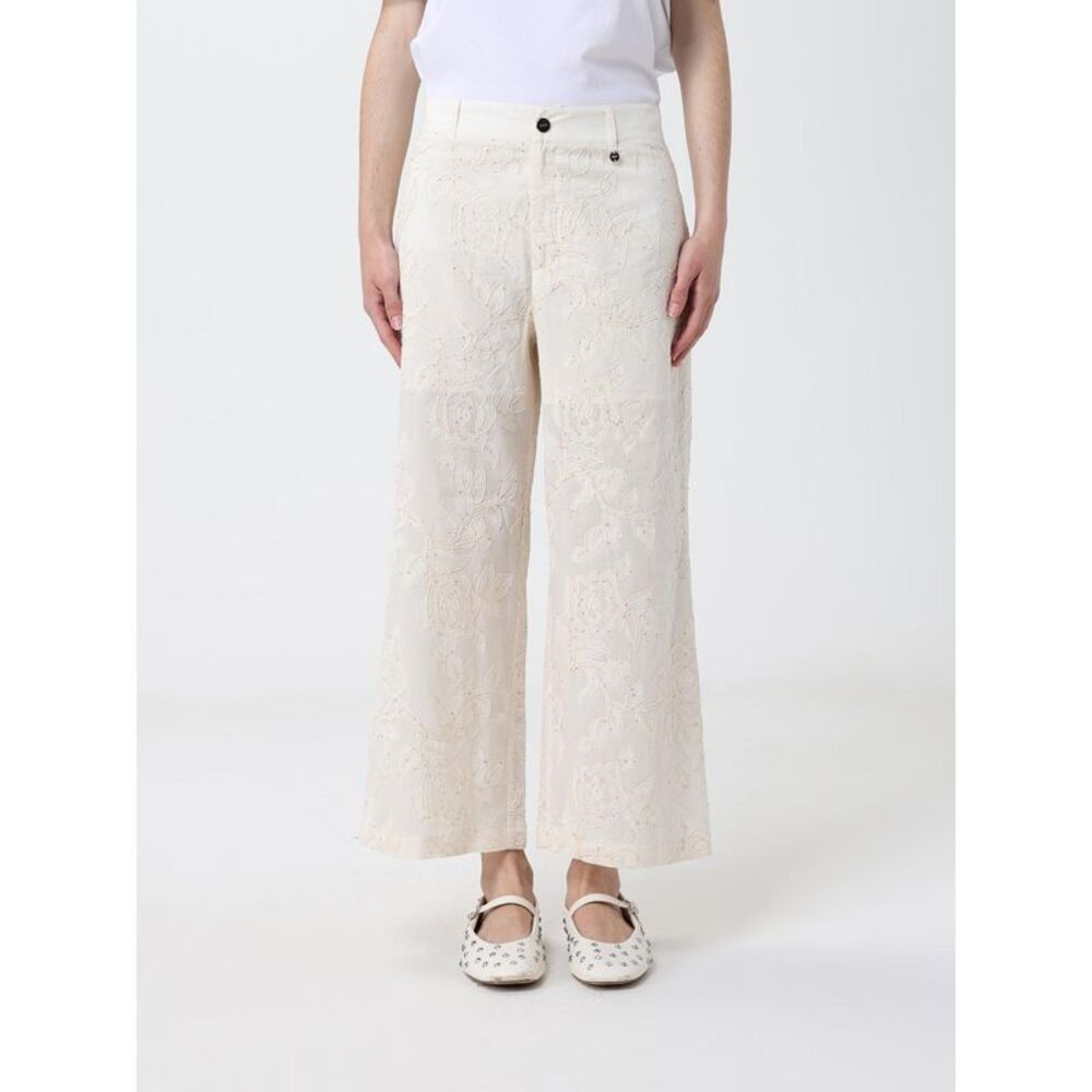 Liu Jo Women Cropped Cotton Trousers With Floral Print Liu Jo